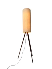 Mid-Century Modern Teak Tripod Floor Lamp with Reupholstered Shade